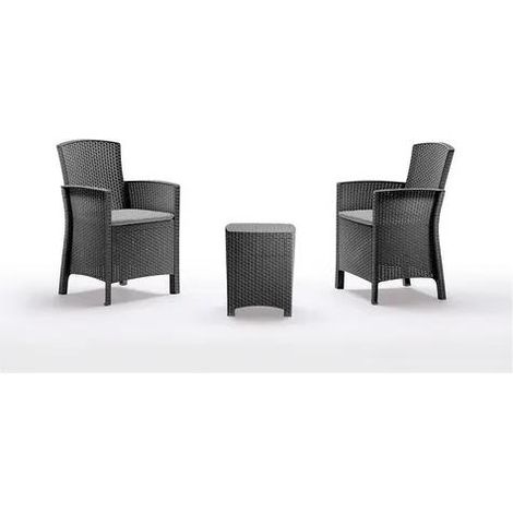 Lounge-Set für den Außenbereich Jupiter, Garten-Set mit Kissen, Lounge-Set für den Innenbereich in Rattan-Optik, 100 % Made in Italy, Anthrazit