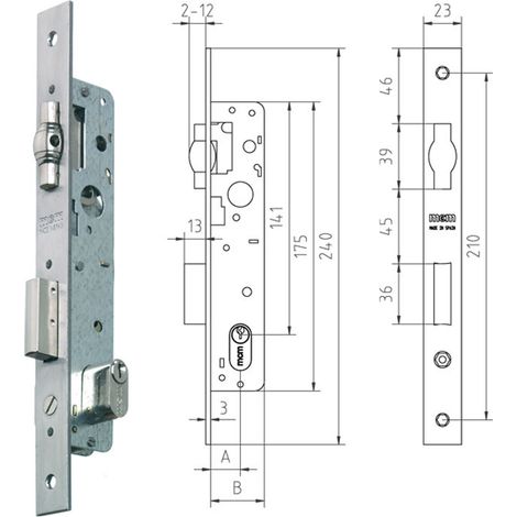 Metall-Einsteckschloss MCM 1551-2118 Edelstahl-Ovalzylinder 26x26