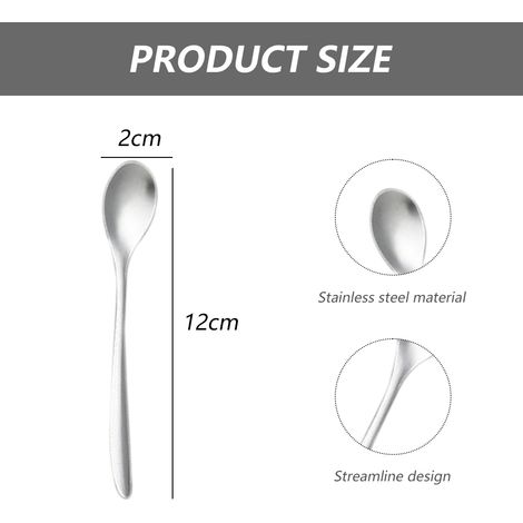 Cuillère À Café - En Acier Inoxydable - Longue Tige - Finition Miroir - Pour Café Thé Cocktails Glaces - Lot De 12 (1/5)
