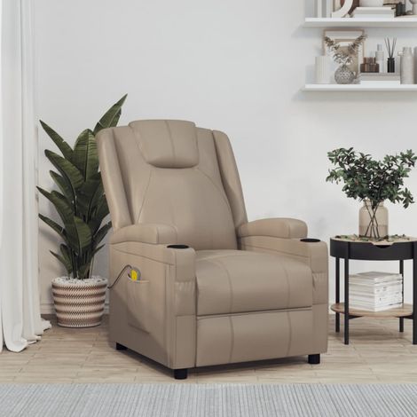 vidaXL Fauteuil de massage Cappuccino Similicuir (1/5)