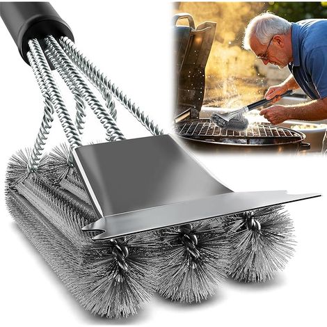 Brosse de Nettoyage de Barbecue, Brosses Nettoyantes pour Gril, Poignée Extra Longue, Nettoyage 360°, Accessoires de Barbecue pour Tous Les Grils Extérieur (1/5)