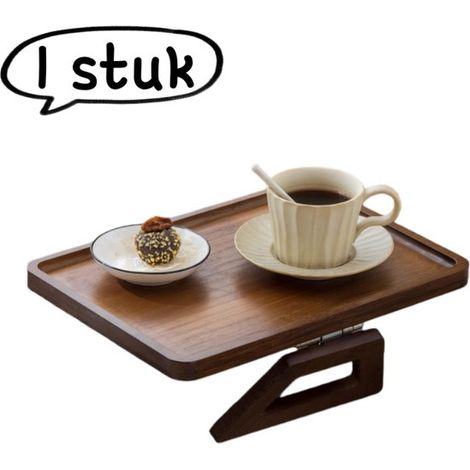 articolo - Tavolino da bracciolo per divano - Tavolino laterale pieghevole con clip - Portabicchieri grande per divano - Tavolino da caffè piccolo regolabile - Tavolino rettangolare per divano - Marro (1/5)