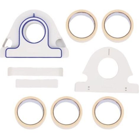 Kit applicateur de ruban de masquage pour peintre, comprenant un distributeur et 5 rouleaux de ruban blanc de 25 mm pour la décoration. (1/5)