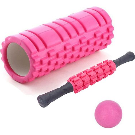 3-teiliges Yoga-Stangen-Set: Schaumstoffrolle, Massagestab zur Muskelentspannung, Yoga-Fitness
