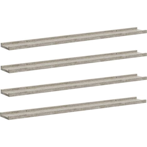 vidaXL Estantes de pared 4 unidades gris hormigón 100x9x3 cm (1/2)