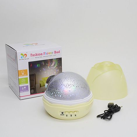 Projecteur ciel étoilé rotatif multicolore, veilleuse LED USB jaune (1/4)