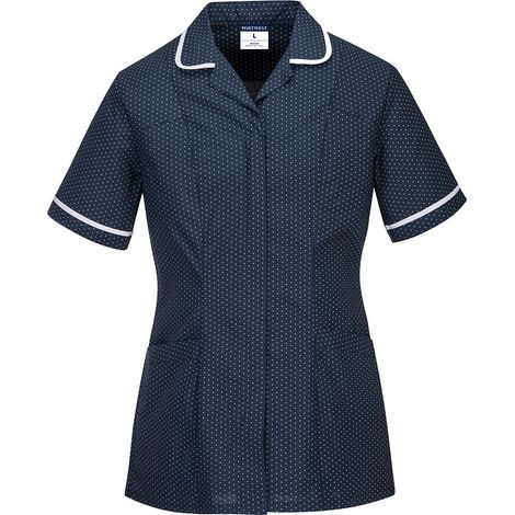 Batín para mujer mujer doméstico Classic Care sarga elástica KIngsmill diseño con topos PORTWEST LW19 XXL Azul marino