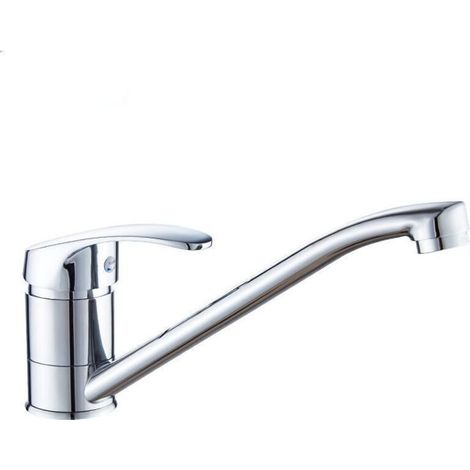 Mitigeur d'Evier, Robinet de Cuisine Monocommande, Mitigeur Cuisine Orientable à 360°, Les Conduites d'eau Chaude et Froide (1/5)