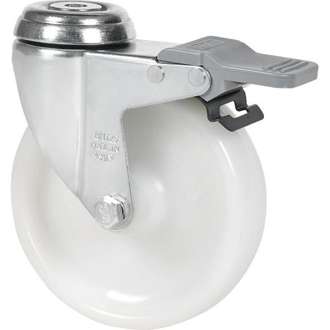 rueda giratora agujero m10 freno 20bhafd100-ut poliamix blanco eje liso