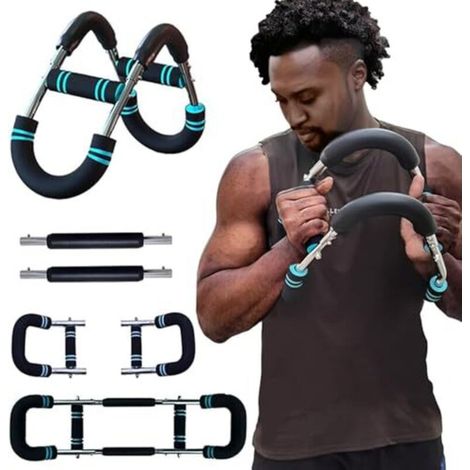 Dispositivo di allenamento Twister Arm, regolabile a forma di U per petto, braccia e cosce, 30-50 kg / 70-110 libbre, attrezzatura fitness per casa e viaggio, nero e blu (1/4)