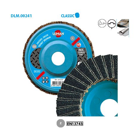 DISQUE A DOUBLES LAMELLES PLAT 125 GR80 ZIRCONIUM - 2412580 - LEMAN (1/2)