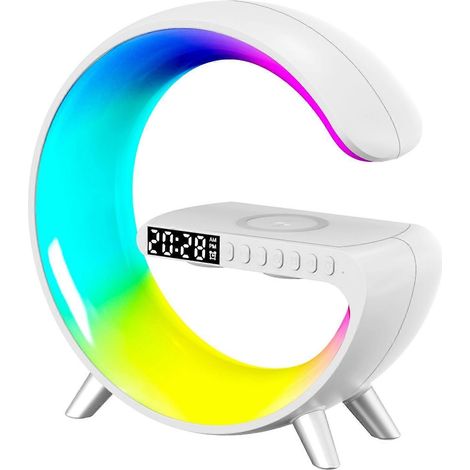 Lampe de projection avec enceinte Bluetooth intelligente, recharge sans fil, veilleuse de chevet, simulateur d'aube (1/5)