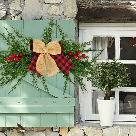 Arche de porte de Noël, 58 cm, couronne de Noël en soie artificielle, décoration pour arche de fenêtre (1/5)