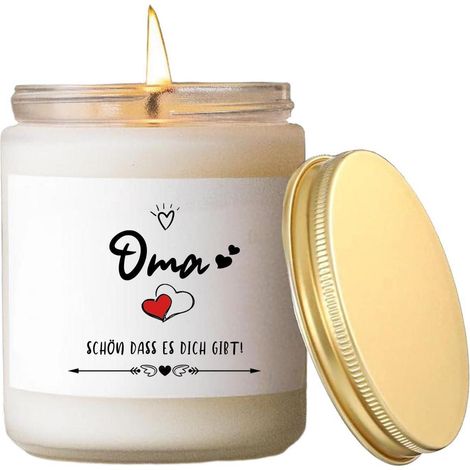 Duftkerze für Oma mit Spruch "Schön dass es dich gibt" - Sojawachs, Geschenkidee