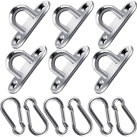 12 Pièces Acier Inoxydable Plaques à Oeil Oblongues et Pinces Mousqueton Crochet pour Mousqueton et Pince à Ressort pour Mousquetons à Usage Intensif pour Escalade Sport et Usage Domestique