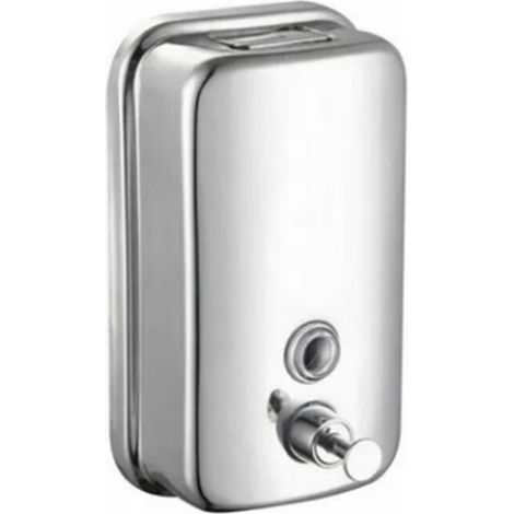 Distributeur de savon manuel mural de 800 ml, en acier inoxydable, rechargeable pour usage commercial. (1/5)
