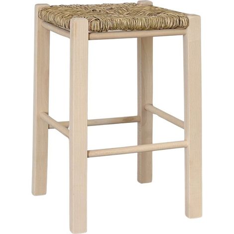 Sgabello bar grezzo seduta in paglia h 47 cm gambe dritte