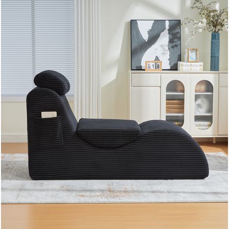 Fauteuil ergonomique compact velours cotele noir OKMYHOME (1/5)