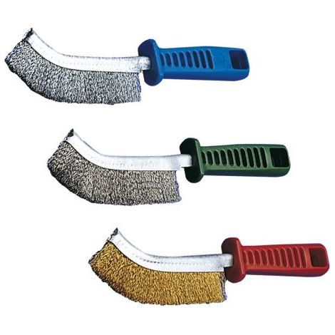 LessMann 056501 - Cepillo de mano con mango de plástico, alambre de acero inoxidable ondulado ROF 0,30 (1/2)