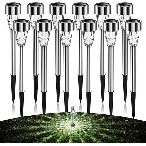 Lampe solaire Lot de 12 lumières solaires extérieures lumières solaires de voie solaires étanches lumières de jardin solaires décoratives pour passerelle de cour de jardin(Lumières chaudes)