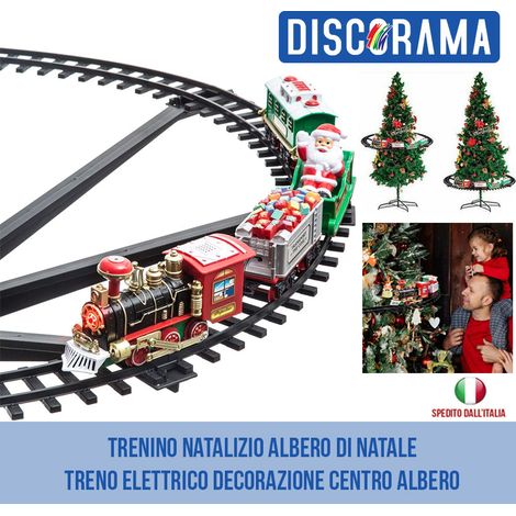 DISCORAMA® - TRENINO NATALIZIO ELETTRICO, DECORAZIONE CENTRO ALBERO DI NATALE, TRENO LUCI ADDOBBI DI NATALE (1/5)