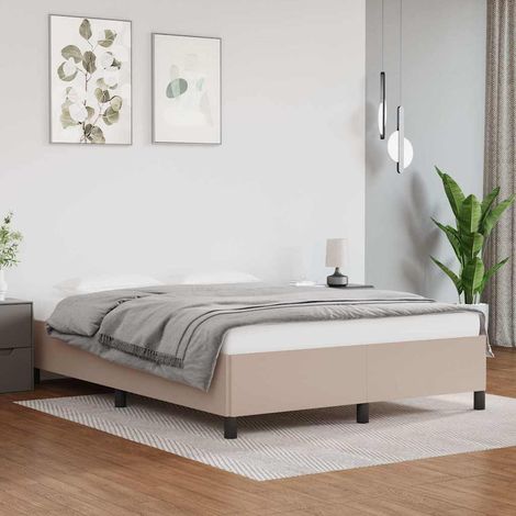 Estructura cama sin colchón cuero sintético capuchino 140x190cm (1/5)