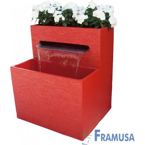FUENTE DE PIEDRA ARTIFICIAL CASCADA ARINSAL ROJO CON BOMBA PARA JARDIN (1/3)