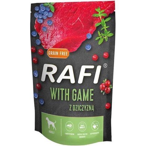 Cibo umido per cani Rafi con selvaggina in busta da 500 g