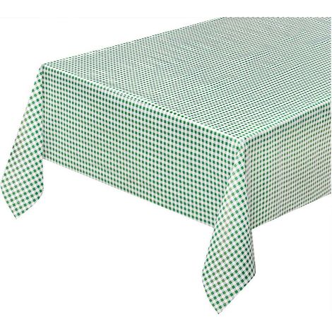 Nappe de Cuisine AntiTaches Tissu Ciré Plastifié Housse de Table Carrés Vert - 140x120 Cm (1/3)