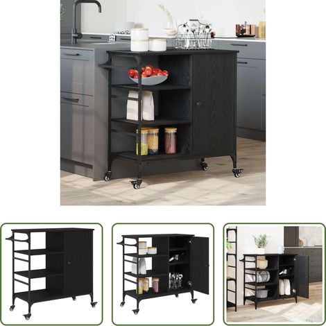 Chariot cuisine - Chariot de cuisine Chêne noir 87.5 x 39 x 84.5 cm (1/5)