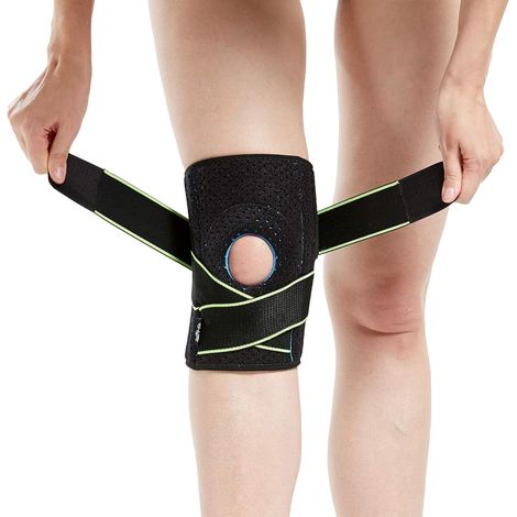 Genouillère Avec Stabilisateurs Latéraux Et Coussinets En Gel Pour Rotule - Soutien Du Genou - Taille Unique (1/5)