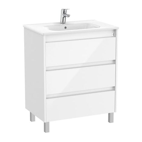 MUEBLE 700MM TENET 3 CAJONES CON LAVABO BLANCO BRILLO