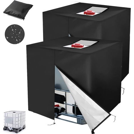 2 PCS Bache pour Cuve 1000L IBC,Bache Couverture Réservoir IBC d'eau de Pluie Housse Cuve 1000L,Housse de Protection, Anti-UV Anti-poussière Couverture Container Réservoir IBC,Bâche de Protection (1/5)