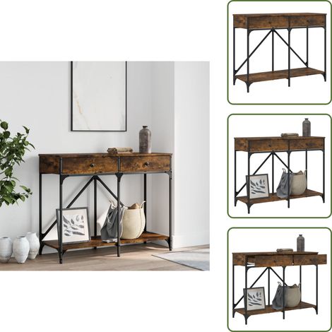 The Living Store Table console chêne fumé 100x39x78,5 cm bois d'ingénierie - Table Basse - Meuble D'entrée - Table Console - Table D'appoint - Table Design (1/5)