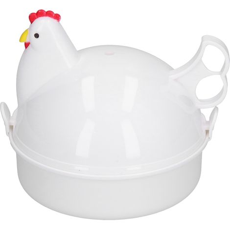 Eierkocher für 4 Eier, hühnerförmig, hitzebeständig, mikrowellengeeignet, für die heimische Küche (1/5)