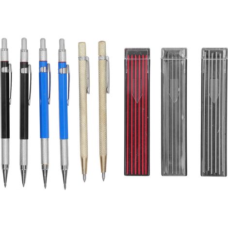Lot de crayons de charpentier : 2 porte-mines métalliques + 36 recharges 2 mm pour menuiserie (1/5)