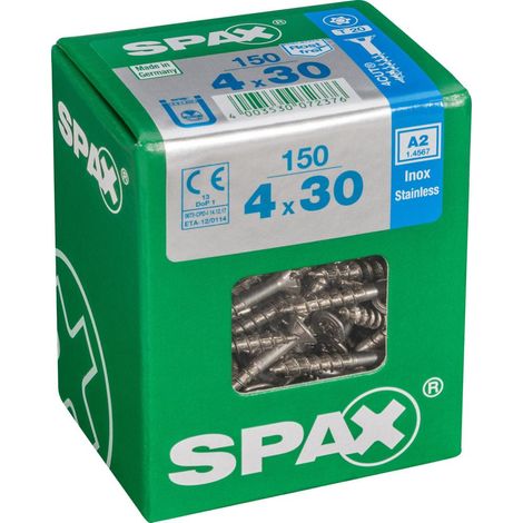Set di 150 viti SPAX in acciaio inox testa svasata torx, Diam.4 mm x L.30 mm SPAX (1/4)