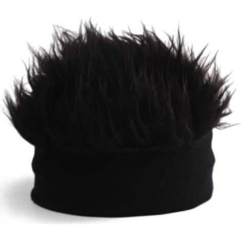 Diadema creativa para peluca, gorro de punto, gorro para el cabello único para fiestas, diadema elástica gris/negro de 48-58 cm (negro) (1/5)