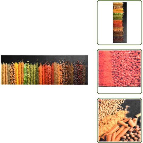 Tapis de cuisine lavable Épice 60x300 cm - Tapis De Cuisine - Tapis Absorbant - Tapis Entrée - Tapis Décoratif - Tapis Multicolores