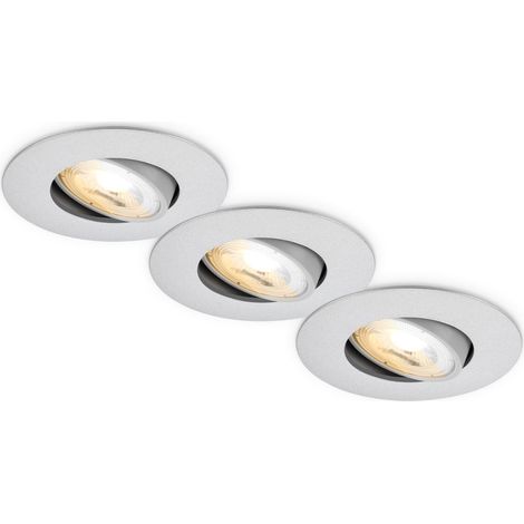 Briloner 3er Set LED Einbaustrahler CTS Schalter Ø90x24 mm Rund 4,9W, 460lm, 2700K-4000K Warmweiß bis Neutralweiß Chrom-matt - Einbauleuchten Wohnzimmer Flur Küche Büro (1/5)
