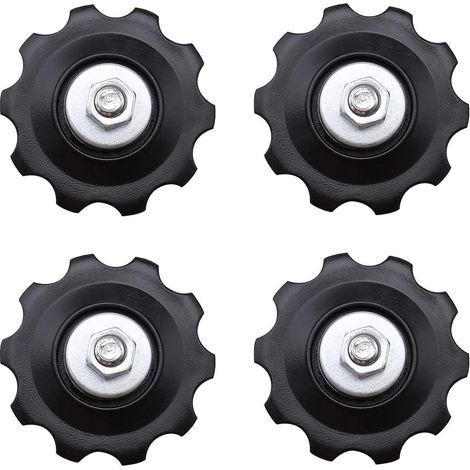 Lot de 4 roues jockey 10T universelles pour dérailleur 5/6/7/8 vitesses avec cache anti-poussière et boulons de fixation (1/5)