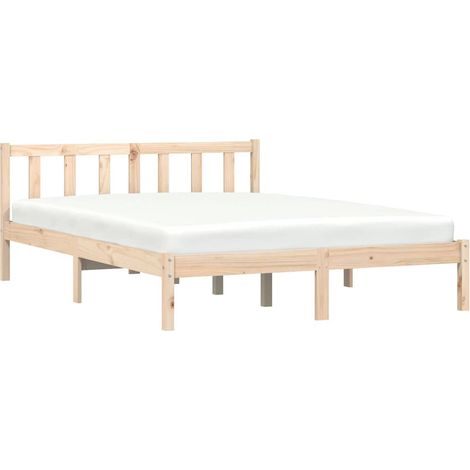 Bed Frame Natural 152 x 203 cm Solid Pine Wood vidaXL