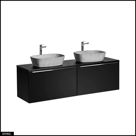 Set de meubles sous vasque - 160 cm - avec 2 Vasques à poser et Plan - BOLD BLACK (1/5)