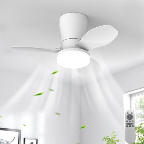 Ventilateur Plafond Blanc 65 cm avec Lumière LED Silencieux Moteur DC Réversible Télécommande 6 Vitesses Minuterie Contrôle Séparé Lumière Dimmable ABS+PC pour Chambre Salon Cuisine (1/5)
