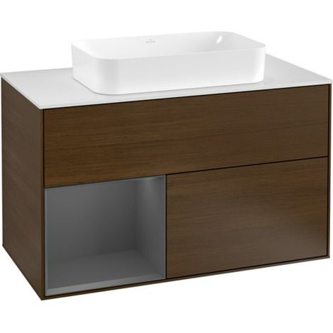 V&B Waschtischunterschrank Abdeckplatte wh. m Finion 100x60,3cm, Reg li Anthrac. m, wal ven (1/2)