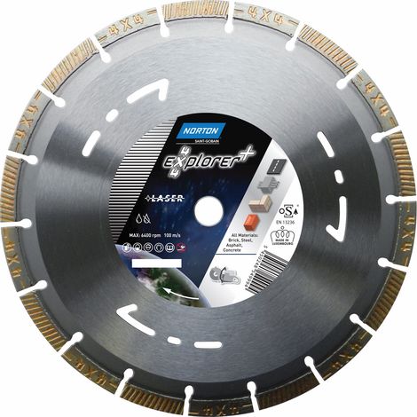 Disque diamant NORTON 44 EXPLORER + Multi Usage Diam. 350 mm Alésage 20 - 70184602091