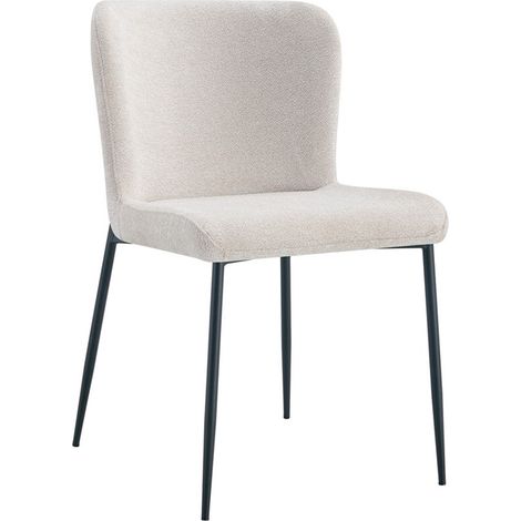 Chaise de salle à manger ANGEL – Tissu beige – Pieds en métal noir – Hauteur 85 cm – Style design/industriel