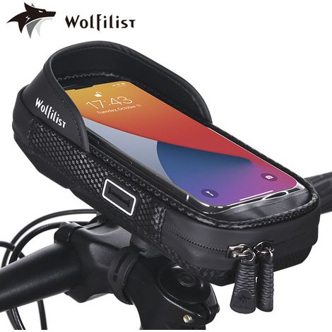 Support de téléphone de vélo étanche, support de téléphone de vélo sac de guidon sac de cadre de téléphone avant avec écran tactile transparent et pare-soleil pour smartphones de moins de 6,5 pouces 1