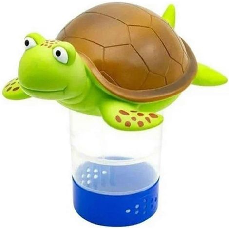 Distributeur de chlore flottant en forme de tortue, un accessoire de piscine facile à utiliser. (1/5)