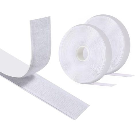 Scratch Autocollant Double Face 5 M X 20 MM, Hook Loop Rubans Ruban AdhéSif Puissant à Crochets Et Boucles pour La Couture (Blanc)